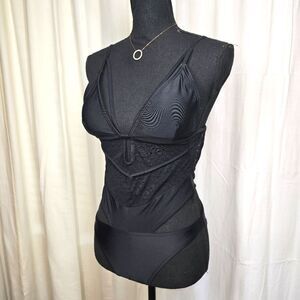 Sexy Black Lace Cutout Swimsuit